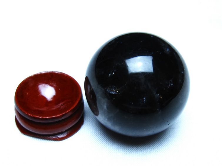 黒水晶 モリオン 丸玉 36mm スフィア 置物 原石 141-7427 [sold out]