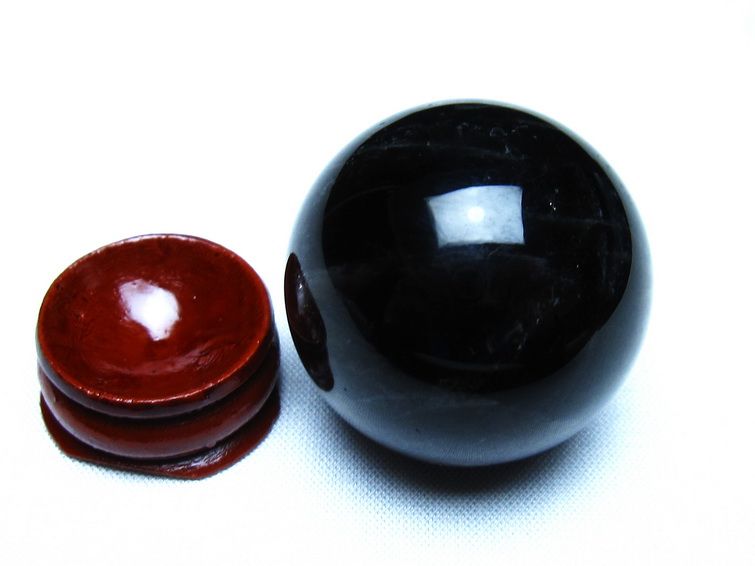 黒水晶 モリオン 丸玉 36mm スフィア 置物 原石 141-7428 [sold out]
