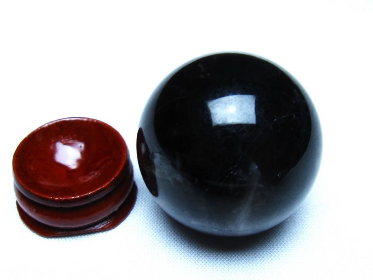 黒水晶 モリオン 丸玉 36mm スフィア 置物 原石 141-7429 [sold out]