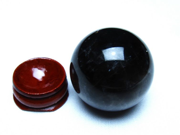 黒水晶 モリオン 丸玉 36mm スフィア 置物 原石 141-7432 [sold out]