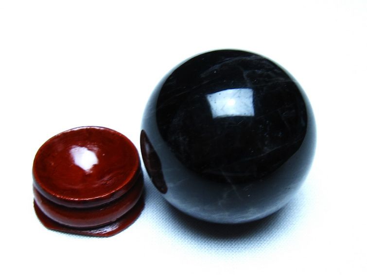 黒水晶 モリオン 丸玉 37mm スフィア 置物 原石 141-7435 [sold out]