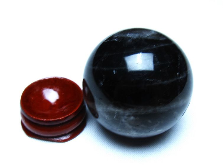黒水晶 モリオン 丸玉 39mm スフィア 置物 原石 141-7436 [sold out]