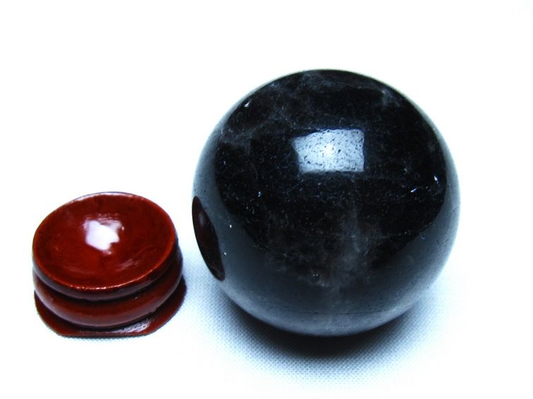 黒水晶 モリオン 丸玉 42mm スフィア 置物 原石 141-7437 [sold out]