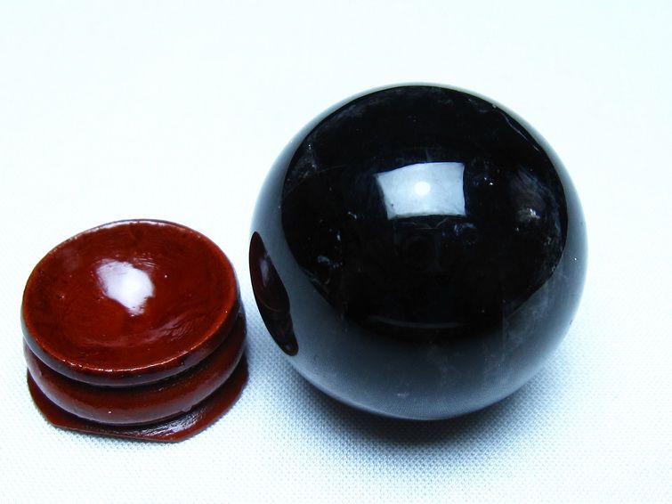 黒水晶 モリオン 丸玉 36mm スフィア 置物 原石 141-7439