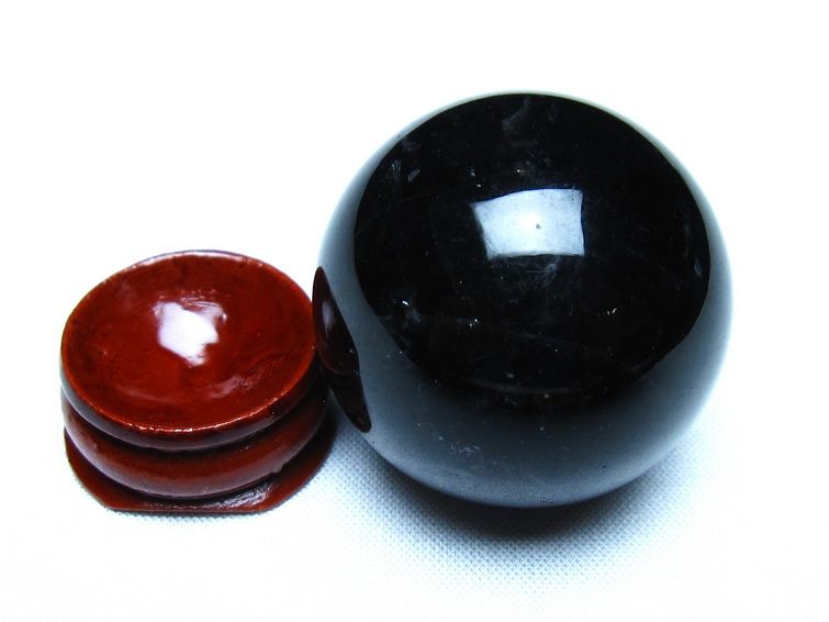 黒水晶 モリオン 丸玉 36mm スフィア 置物 原石 141-7446 [sold out]