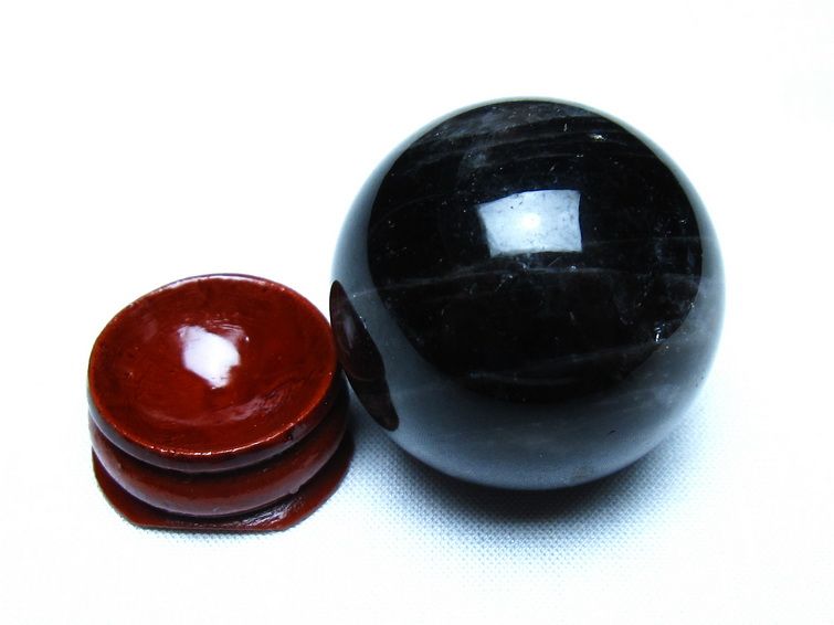黒水晶 モリオン 丸玉 36mm スフィア 置物 原石 141-7447