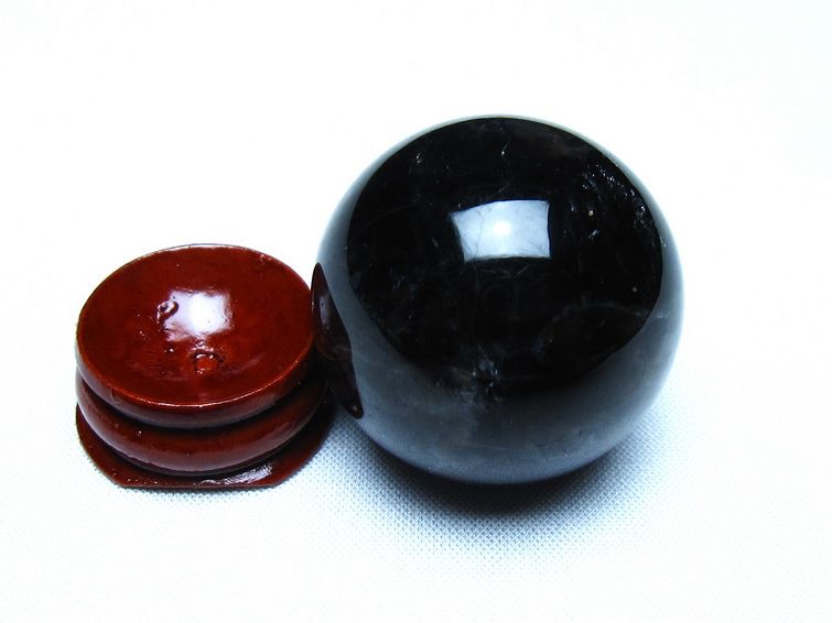 モリオン 丸玉 黒水晶 丸玉 34mm スフィア 置物 原石 141-7497