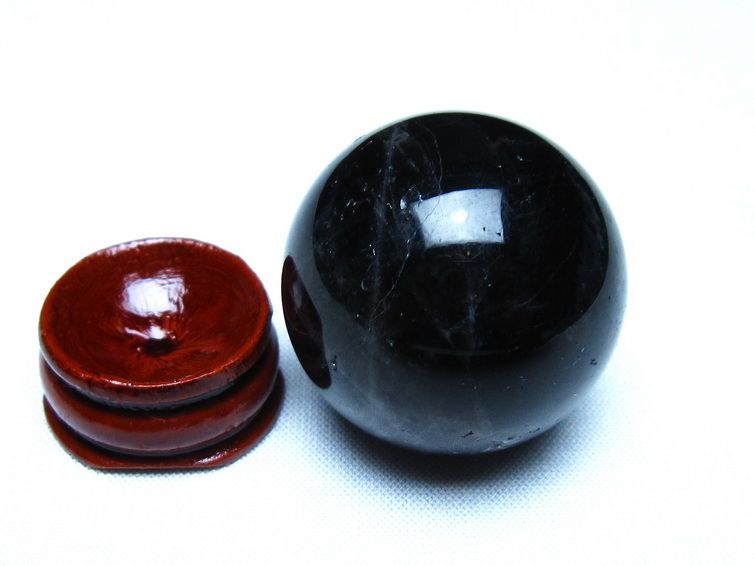 モリオン 丸玉 黒水晶 丸玉 34mm スフィア 置物 原石 141-7508