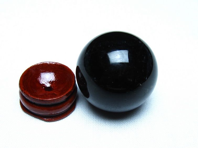 モリオン 丸玉 黒水晶 丸玉 34mm スフィア 置物 原石 141-7509 【sold out】