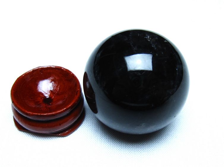 モリオン 丸玉 黒水晶 丸玉 34mm スフィア 置物 原石 141-7514 【sold out】