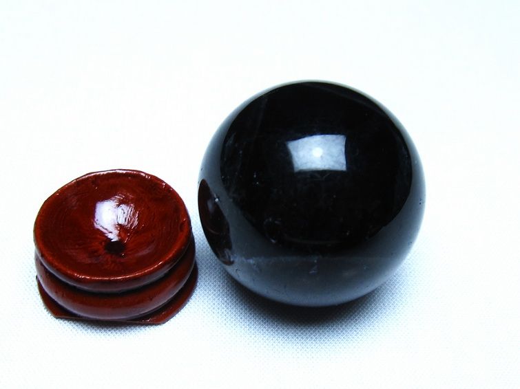 モリオン 丸玉 黒水晶 丸玉 34mm スフィア 置物 原石 141-7516