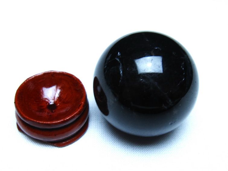 モリオン 丸玉 黒水晶 丸玉 34mm スフィア 置物 原石 141-7522