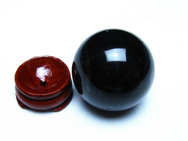 モリオン 丸玉 黒水晶 丸玉 34mm スフィア 置物 原石 141-7523