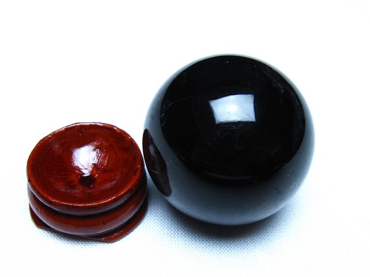 黒水晶 丸玉 モリオン 丸玉 34mm スフィア 置物 原石 141-7528