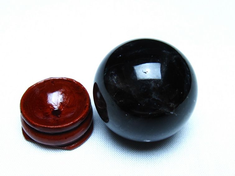 黒水晶 丸玉 モリオン 丸玉 34mm スフィア 置物 原石 141-7529