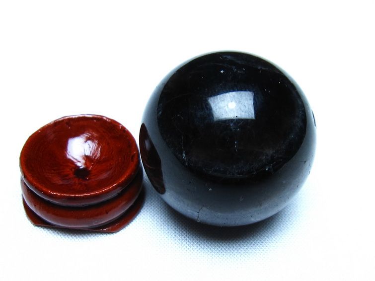 黒水晶 丸玉 モリオン 丸玉 34mm スフィア 置物 原石 141-7530