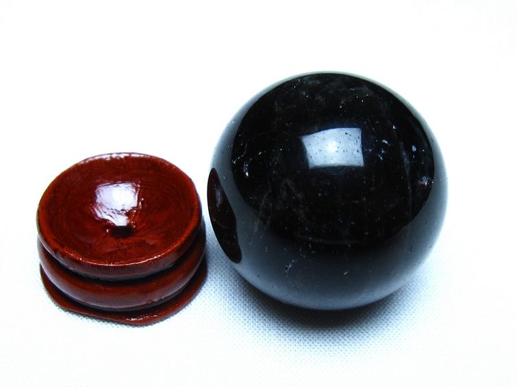黒水晶 丸玉 モリオン 丸玉 33mm スフィア 置物 原石 141-7533