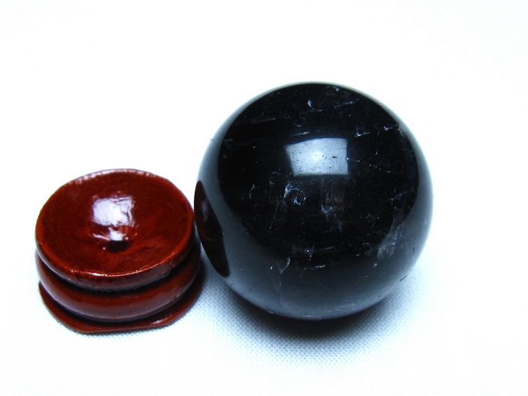黒水晶 丸玉 モリオン 丸玉 34mm スフィア 置物 原石 141-7537