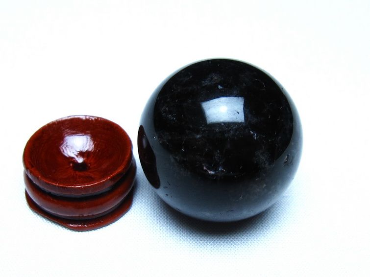 黒水晶 丸玉 モリオン 丸玉 34mm スフィア 置物 原石 141-7539