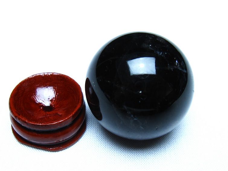 黒水晶 丸玉 モリオン 丸玉 34mm スフィア 置物 原石 141-7541