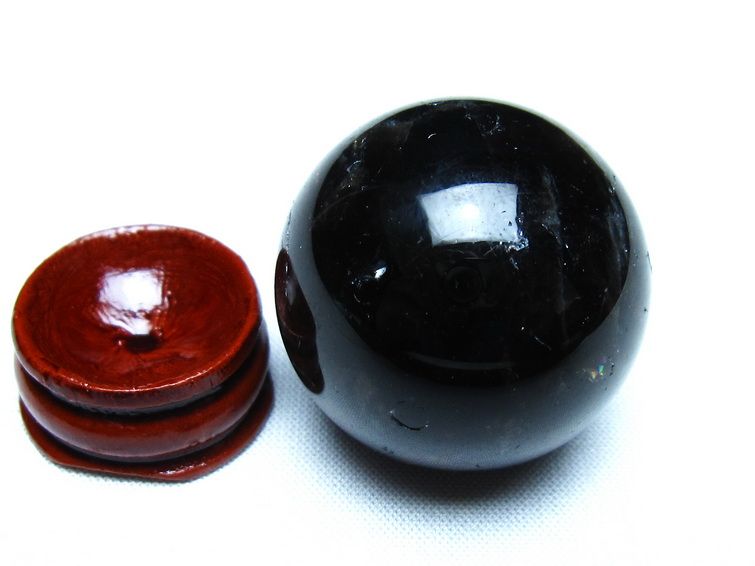 黒水晶 丸玉 モリオン 丸玉 34mm スフィア 置物 原石 141-7544