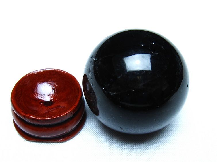 黒水晶 丸玉 モリオン 丸玉 34mm スフィア 置物 原石 141-7546