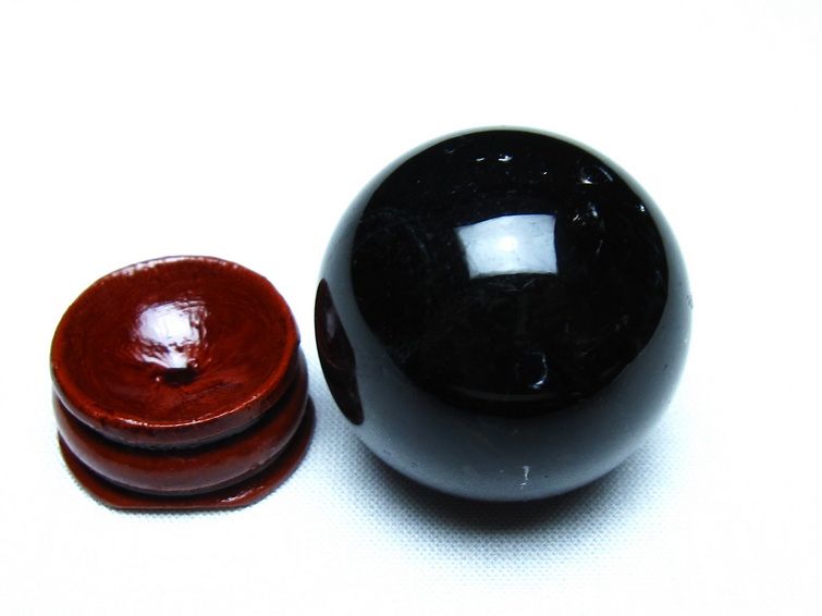黒水晶 丸玉 モリオン 丸玉 34mm スフィア 置物 原石 141-7552