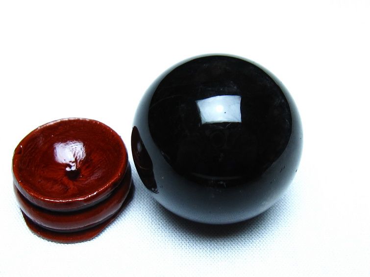 黒水晶 丸玉 モリオン 丸玉 34mm スフィア 置物 原石 141-7553[sold out]