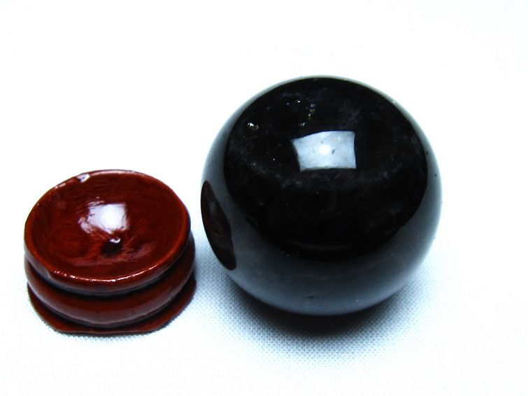 黒水晶 丸玉 モリオン 丸玉 34mm スフィア 置物 原石 141-7555