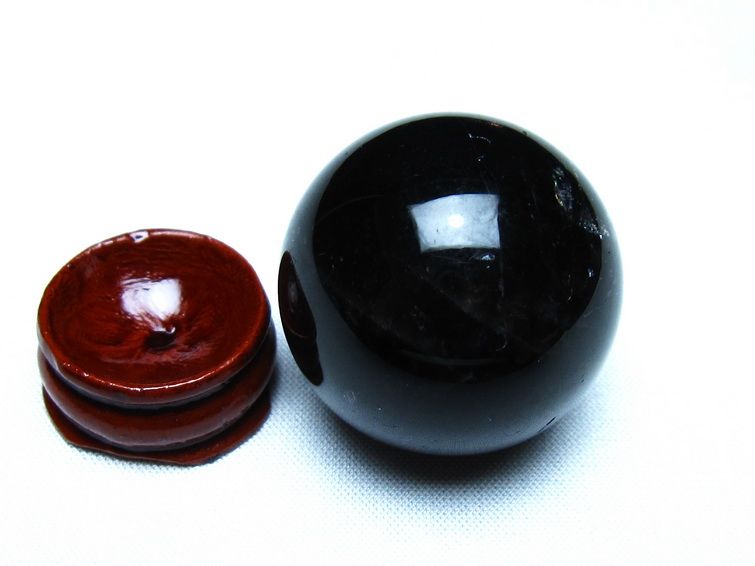 黒水晶 丸玉 モリオン 丸玉 34mm スフィア 置物 原石 141-7556
