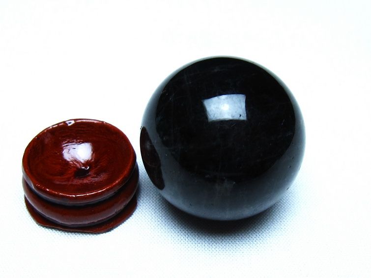 黒水晶 丸玉 モリオン 丸玉 34mm スフィア 置物 原石 141-7557