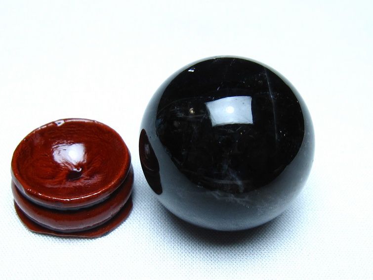 黒水晶 丸玉 モリオン 丸玉 34mm スフィア 置物 原石 141-7559
