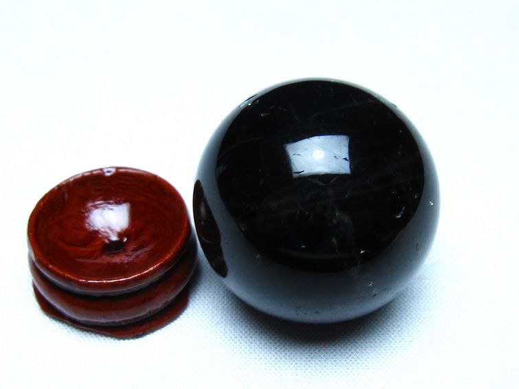 黒水晶 丸玉 モリオン 丸玉 34mm スフィア 置物 原石 141-7560