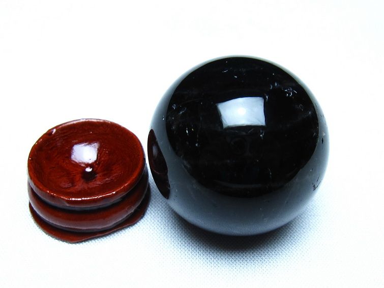 黒水晶 丸玉 モリオン 丸玉 35mm スフィア 置物 原石 141-7561