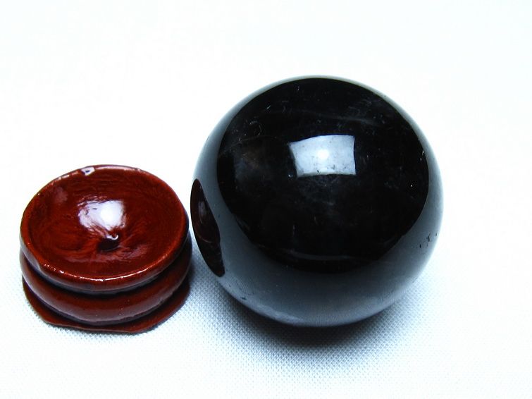 黒水晶 丸玉 モリオン 丸玉 35mm スフィア 置物 原石 141-7562