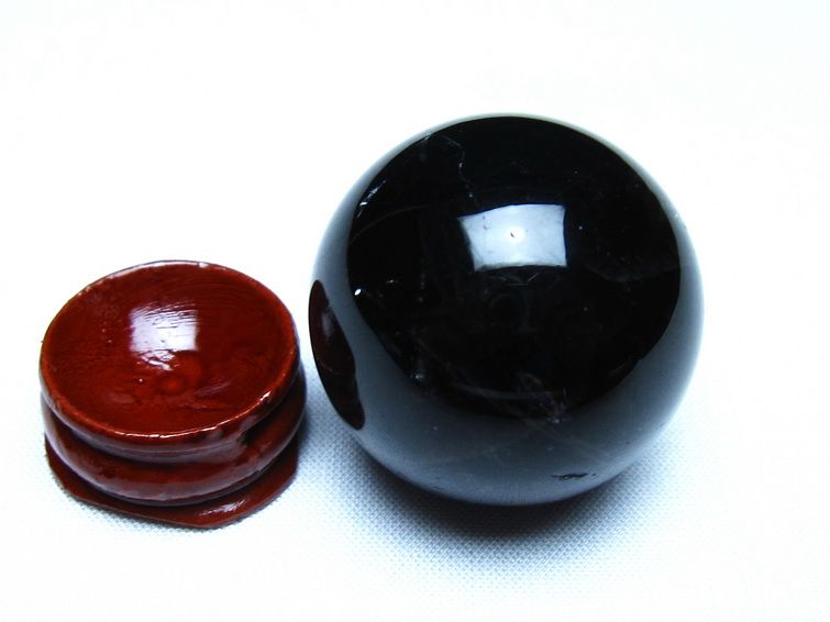 黒水晶 丸玉 モリオン 丸玉 35mm スフィア 置物 原石 141-7570