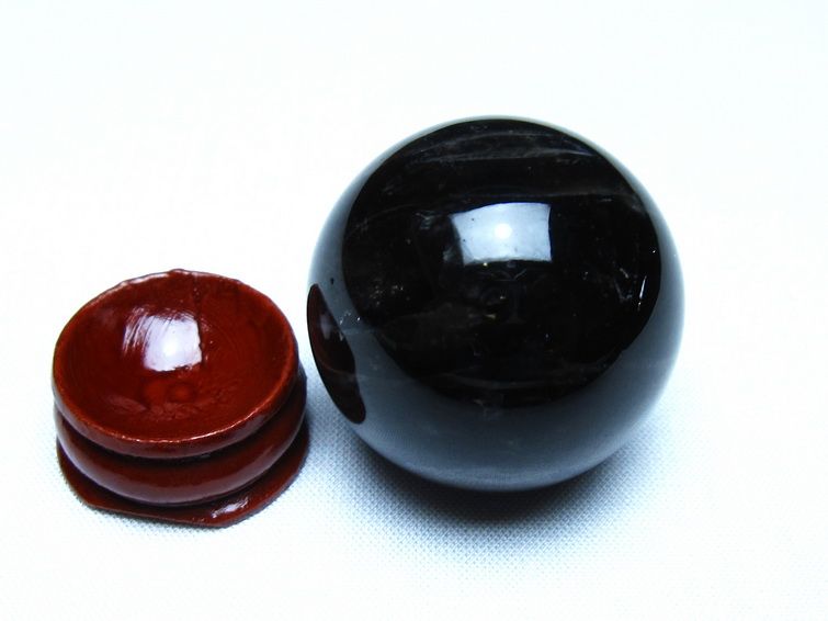 黒水晶 丸玉 モリオン 丸玉 35mm スフィア 置物 原石 141-7575