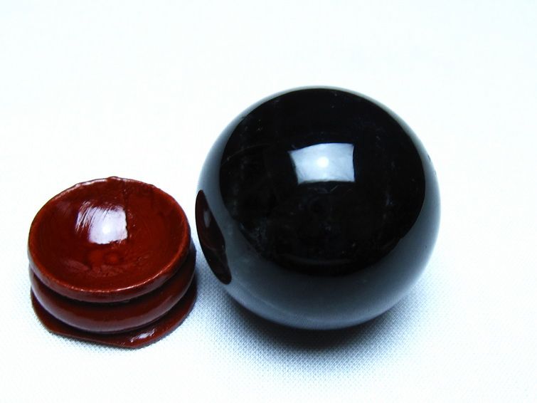 黒水晶 丸玉 モリオン 丸玉 35mm スフィア 置物 原石 141-7576