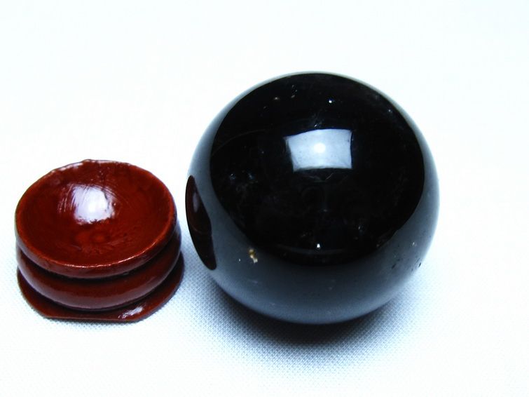 黒水晶 丸玉 モリオン 丸玉 36mm スフィア 置物 原石 141-7582