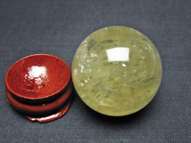 シトリン 丸玉 31mm シトリンクォーツ スフィア 置物 一点物 141-7830