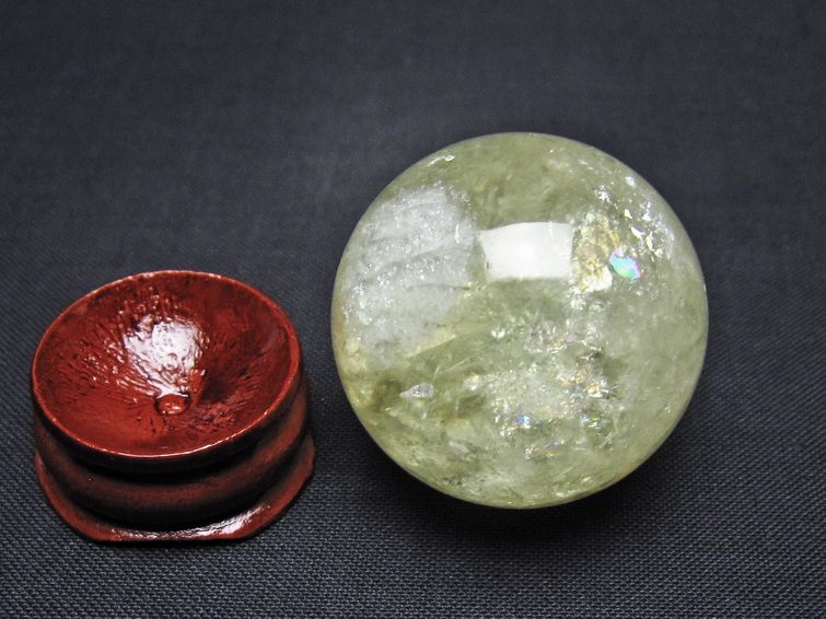 シトリン 丸玉 32mm シトリンクォーツ スフィア 置物 一点物 141-7841