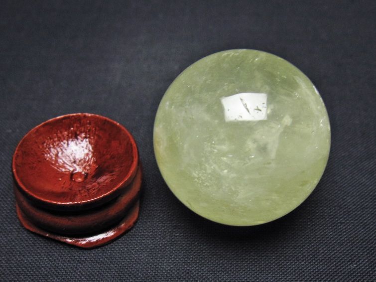 シトリン 丸玉 32mm シトリンクォーツ スフィア 置物 一点物 141-7846