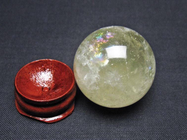 シトリン 丸玉 32mm シトリンクォーツ スフィア 置物 一点物 141-7854
