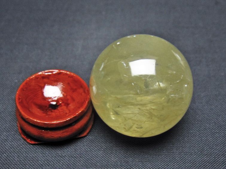 シトリン 丸玉 31mm シトリンクォーツ スフィア 置物 一点物 141-7859