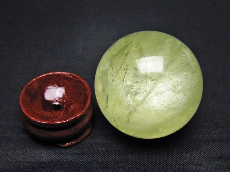 シトリン 丸玉 33mm シトリンクォーツ スフィア 置物 一点物 141-7861