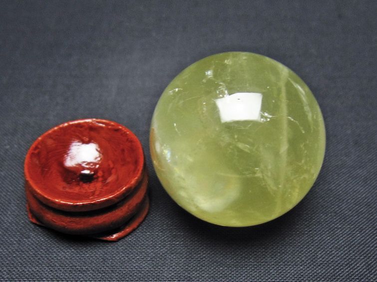 シトリン 丸玉 33mm シトリンクォーツ スフィア 置物 一点物 141-7862