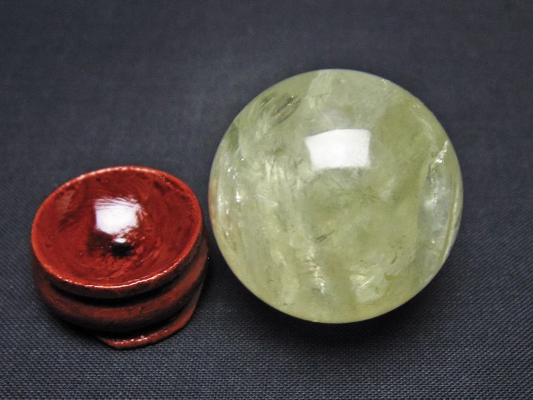 シトリン 丸玉 33mm シトリンクォーツ スフィア 置物 一点物 141-7864