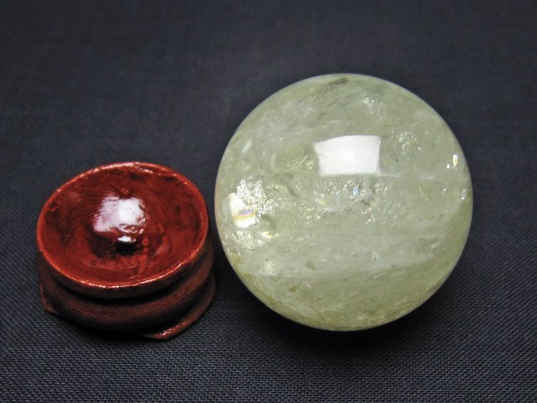 シトリン 丸玉 33mm シトリンクォーツ スフィア 置物 一点物 141-7866
