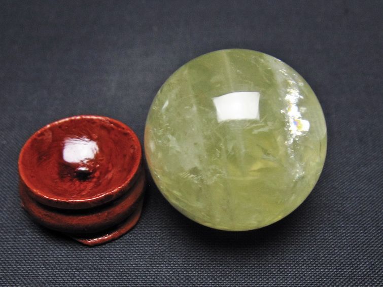 シトリン 丸玉 33mm シトリンクォーツ スフィア 置物 一点物 141-7867