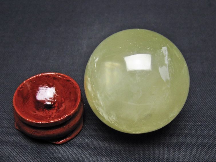 シトリン 丸玉 34mm シトリンクォーツ スフィア 置物 一点物 141-7868